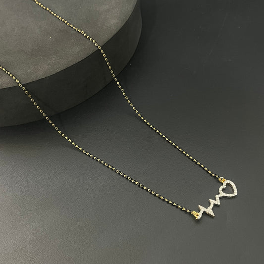 Silver Black Beads Chain Gold Finished