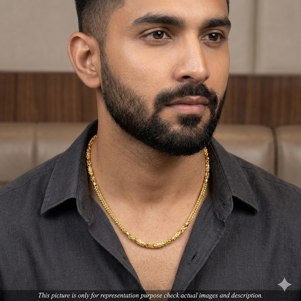 Silver Mens Chain Italian Gold Finished