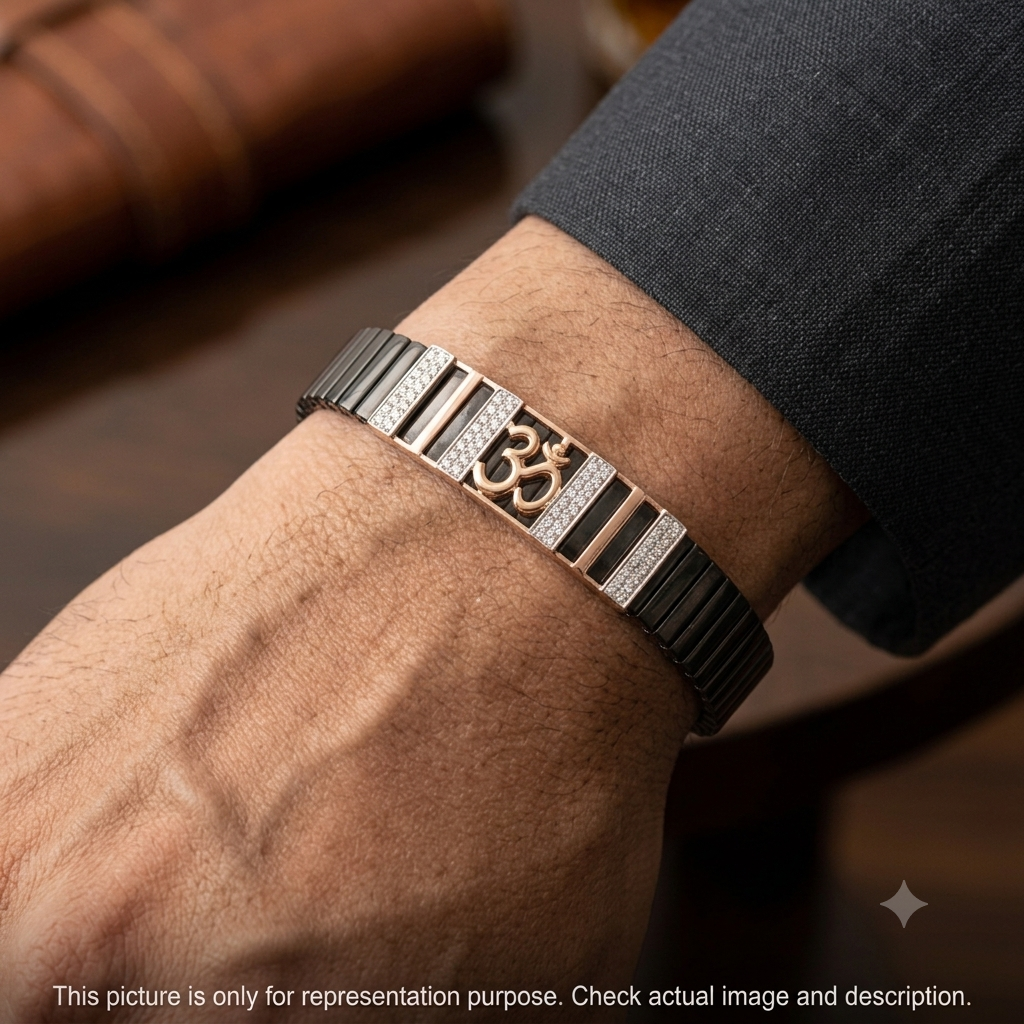 Silver Mens Flexible Bracelet OM Rosegold FB1 925