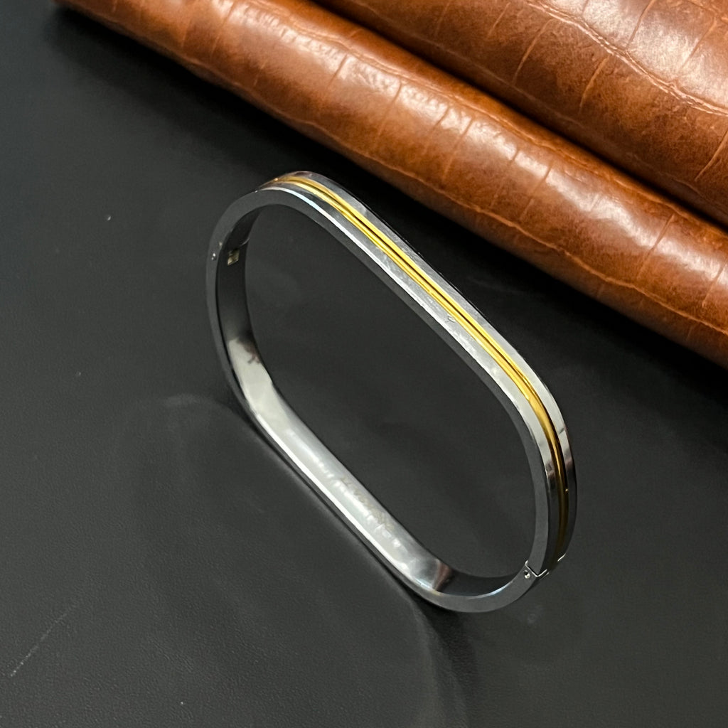Silver kada Unisex Oval Dual tone K3