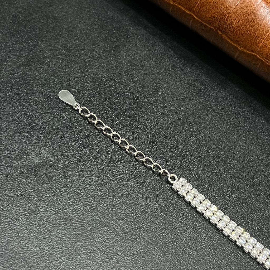 Silver Mens Bracelet Arrow With Stone Rose Gold M02 925