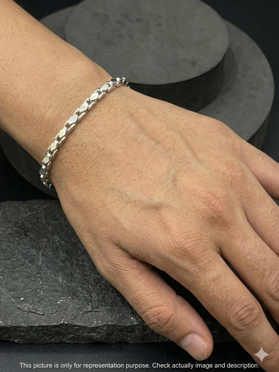 Silver Gents Bracelet Kathli Platinum Finished