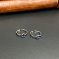 Silver Ladies Toe Rings Blue Circle Stones 925
