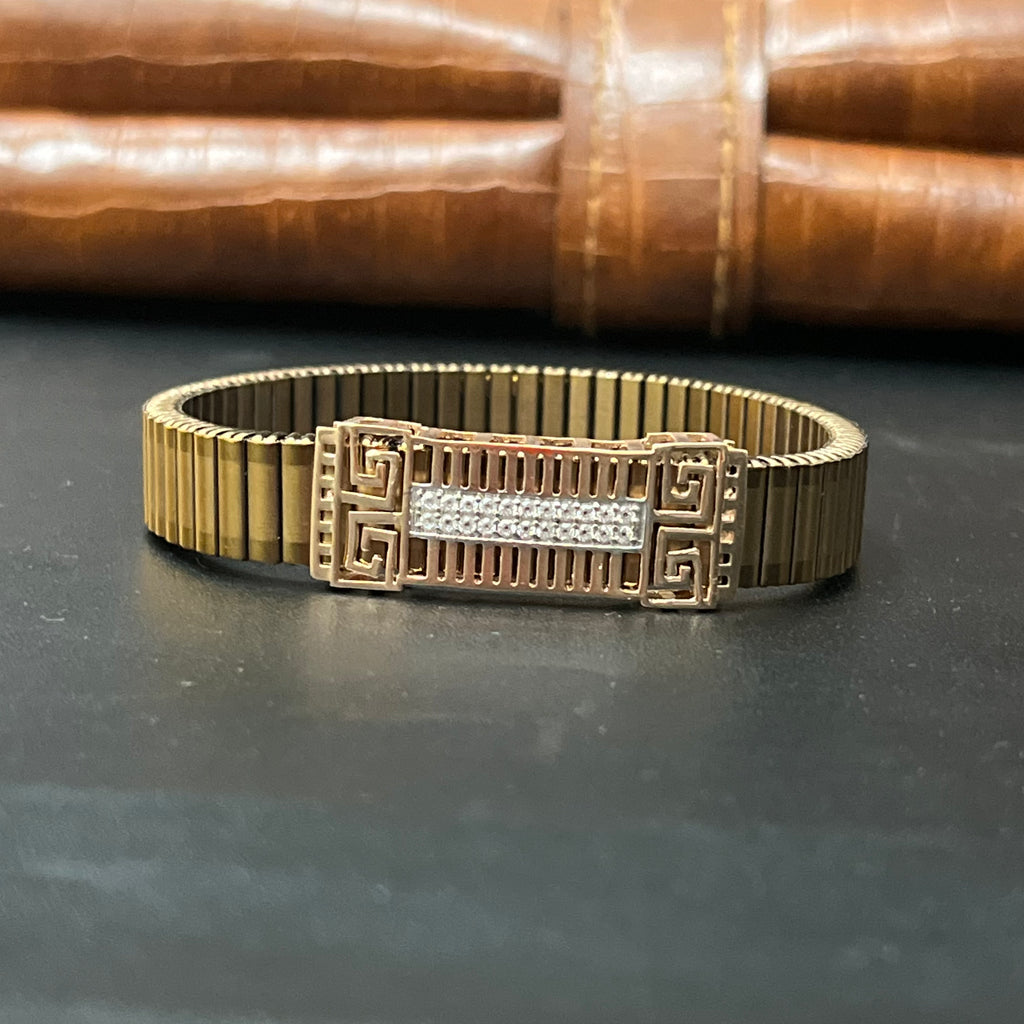 Silver Mens Flexible Bracelet Golden Band 925