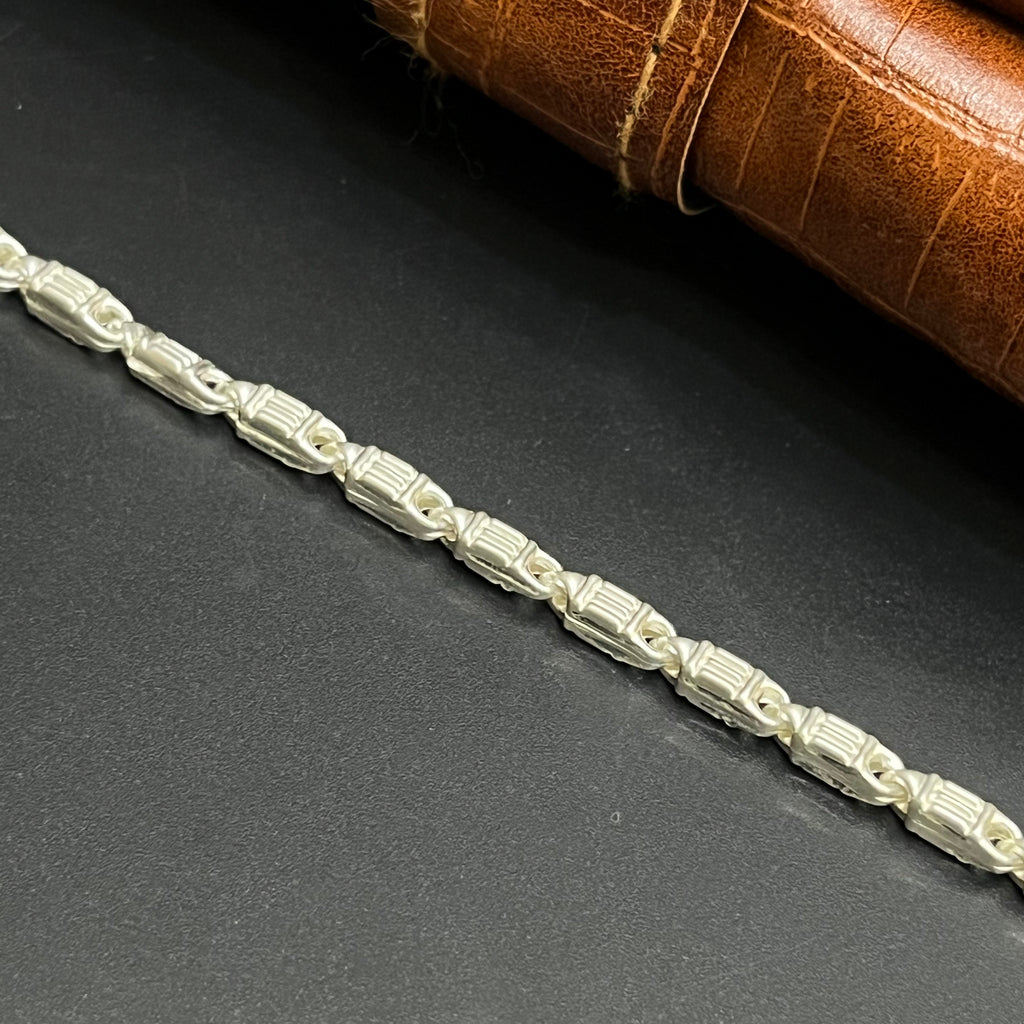 Silver Mens Chain Luxury Textured Link 925