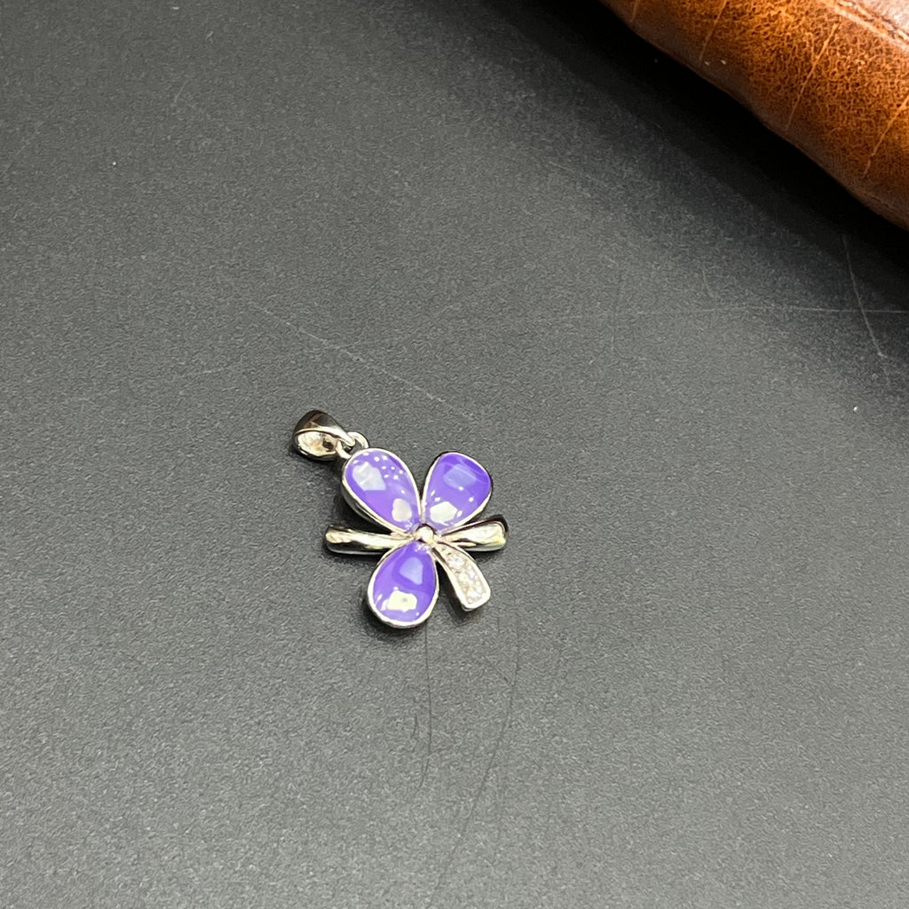 Silver Ladies Pendant Royal Purple Floral Charm 925