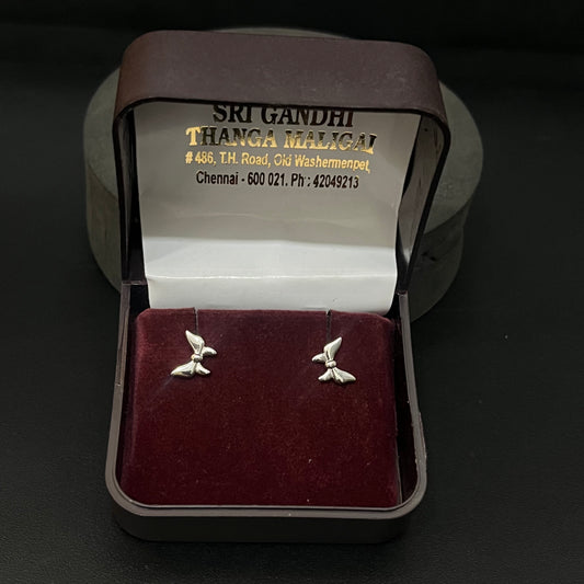 Silver Second Studs Butterfly Platinum Finished
