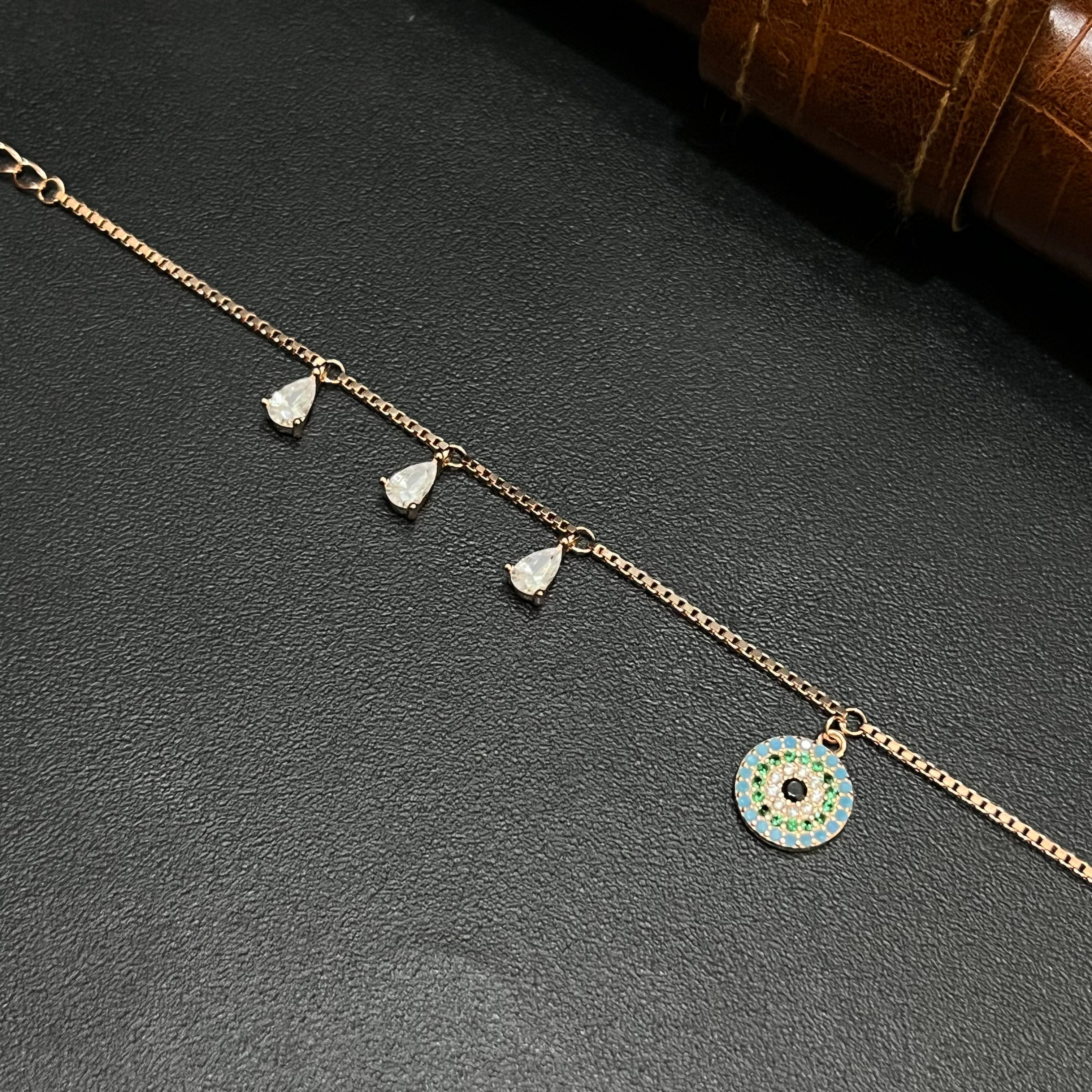 Silver Ladies Bracelet Blue Aura Royal Circle Luna Rose Gold 925