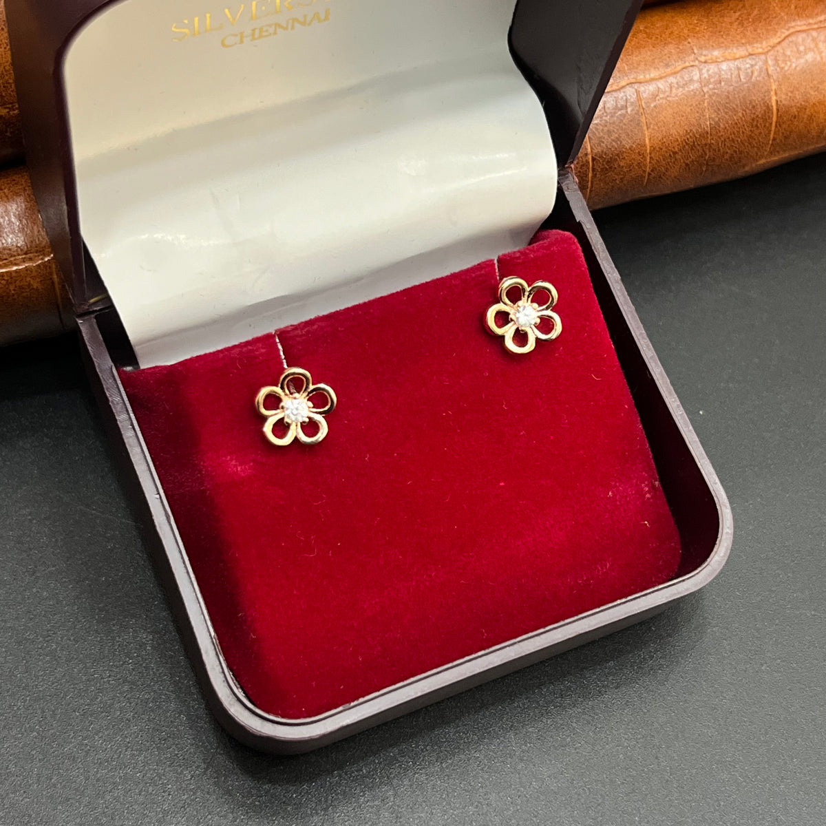 Silver Ladies Second Stud Elegant Five Petal Flower Rose Gold 925