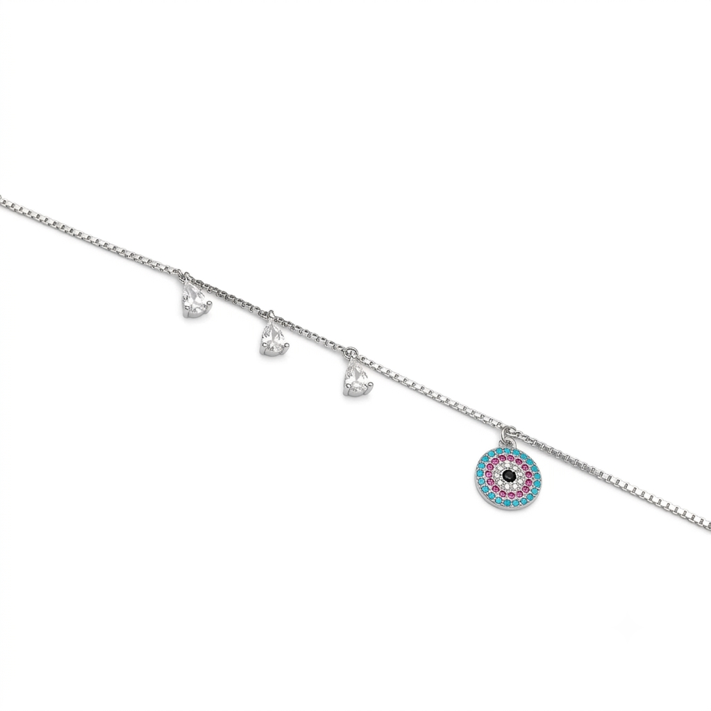Silver Ladies Bracelet Luna Stone Blue Charms M02 925