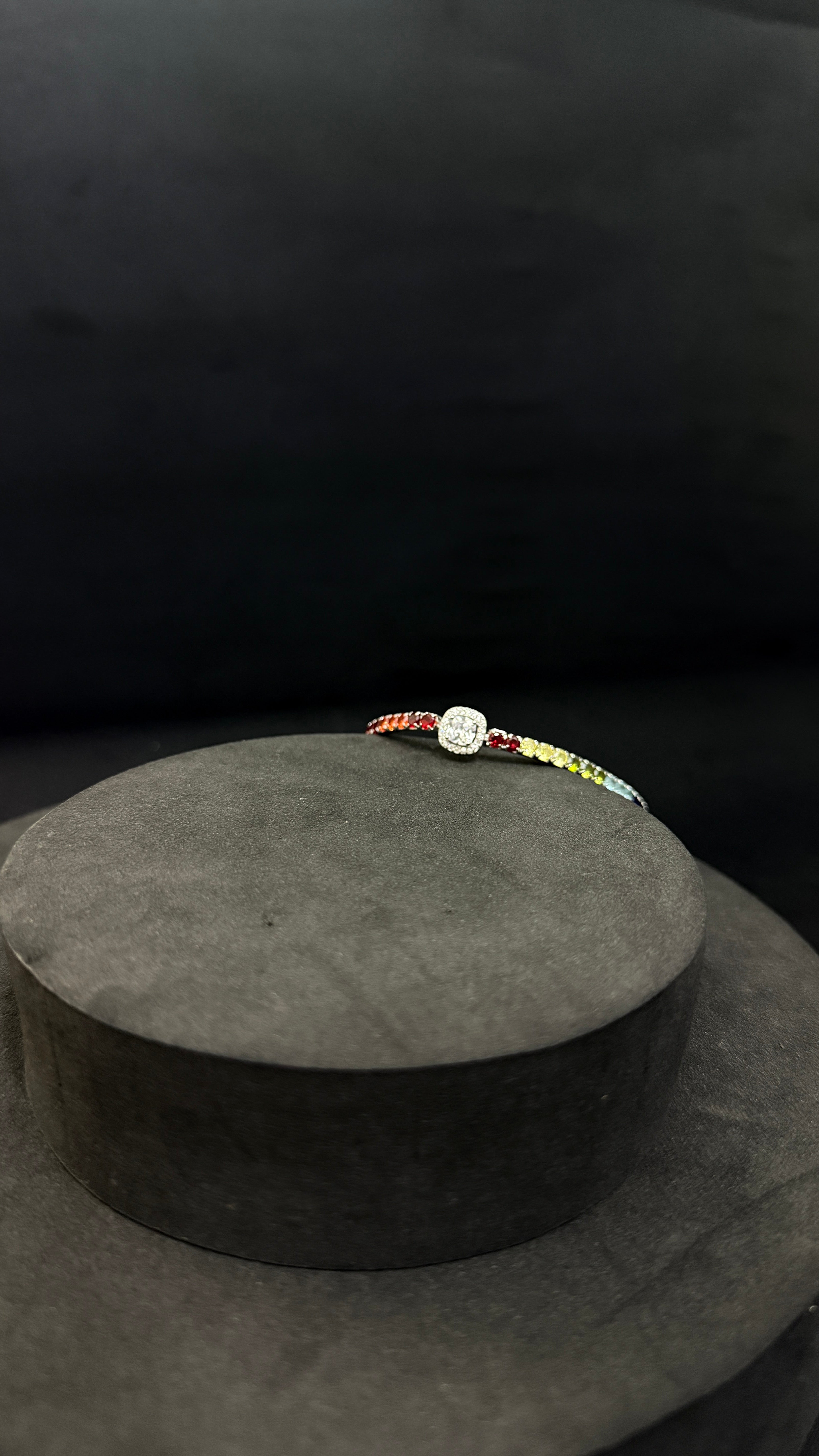 Ladies Silver Multi-Color Beads Wrist Band