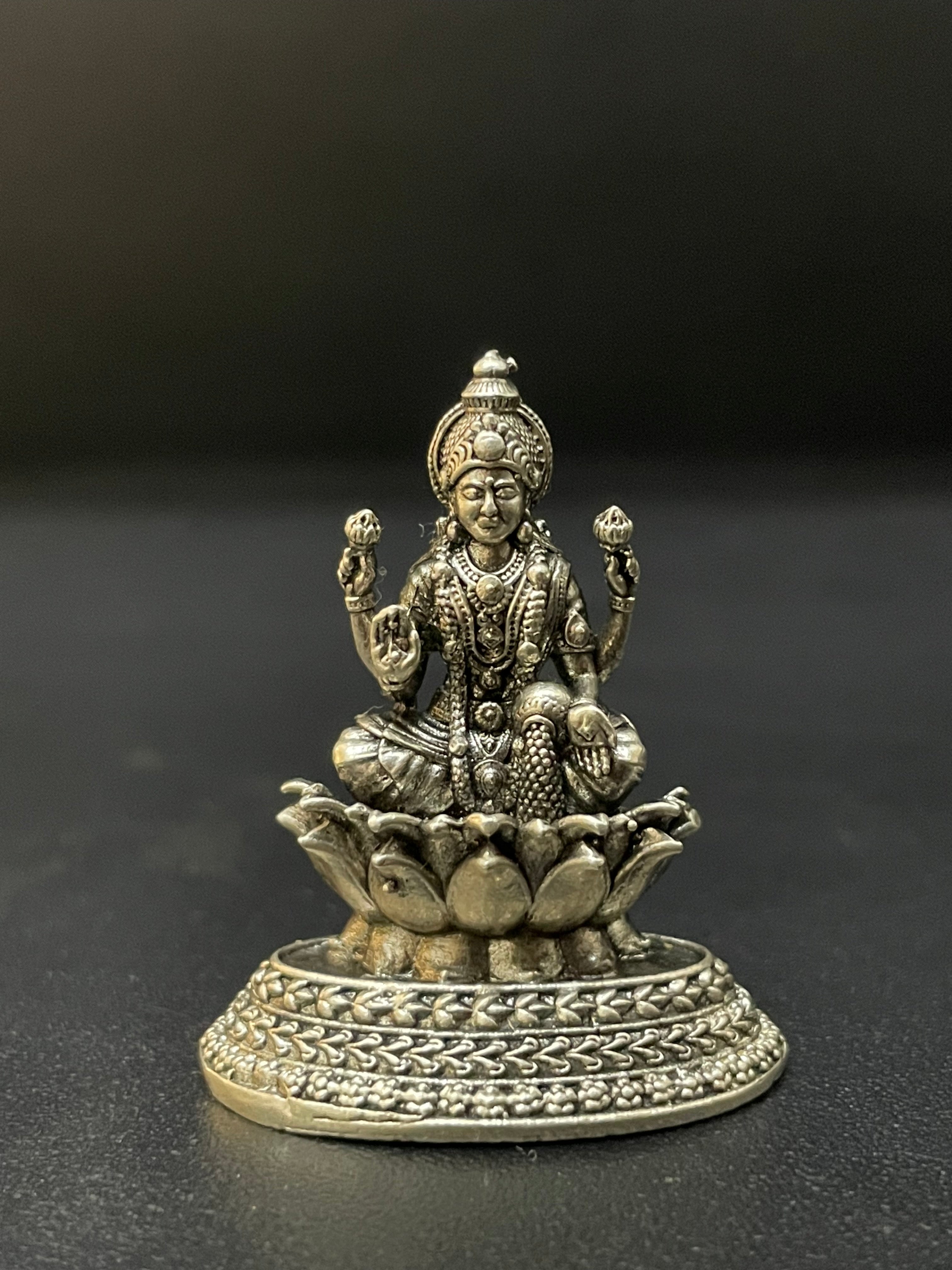 Silver Lakshmi Idol Solid Antique
