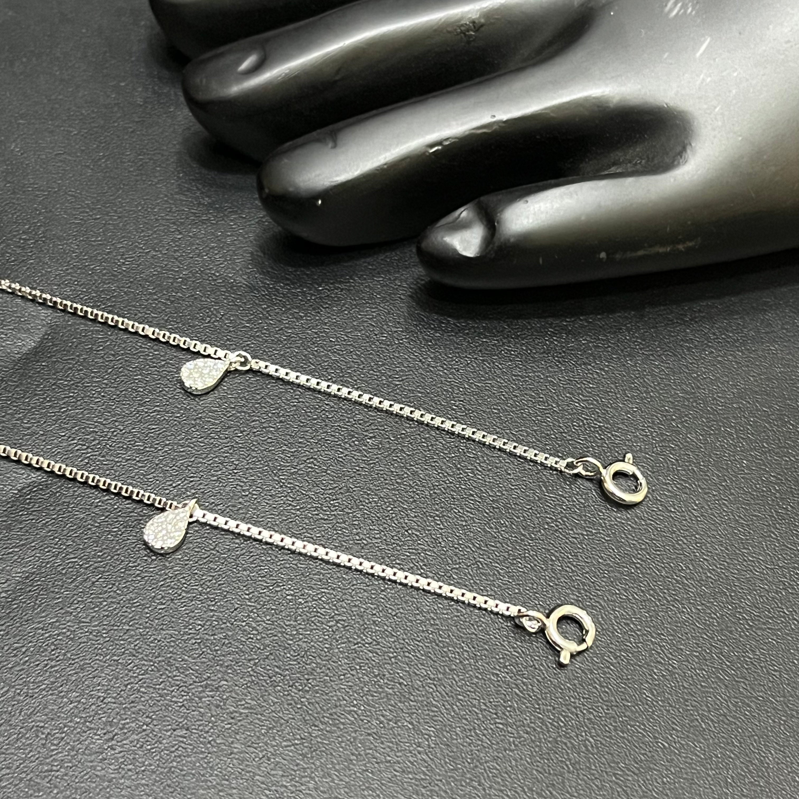 Silver Ladies Anklet Luna Drop M02 925