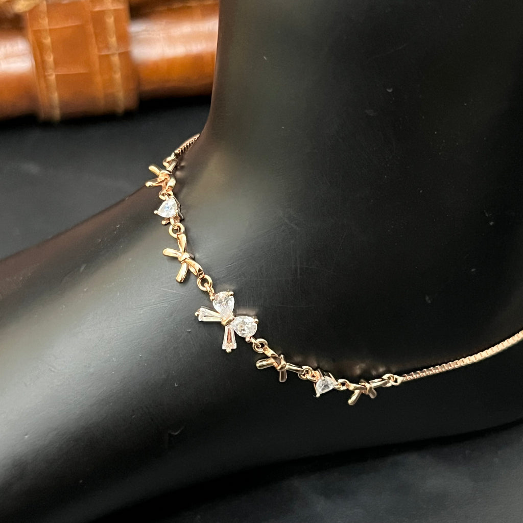 Silver Ladies Anklet Bows Rosegold 925