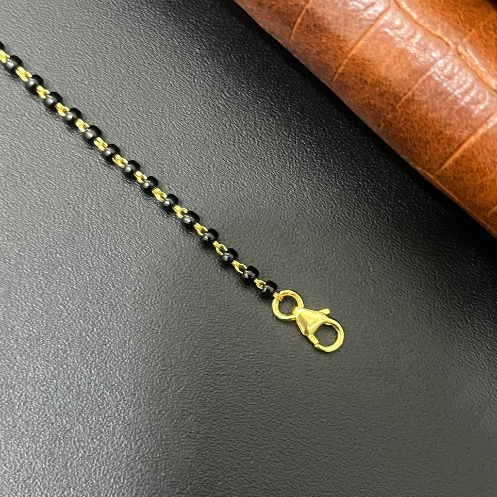 Silver Ladies Mangalsutra Black Beads Chain Gold Finished 2