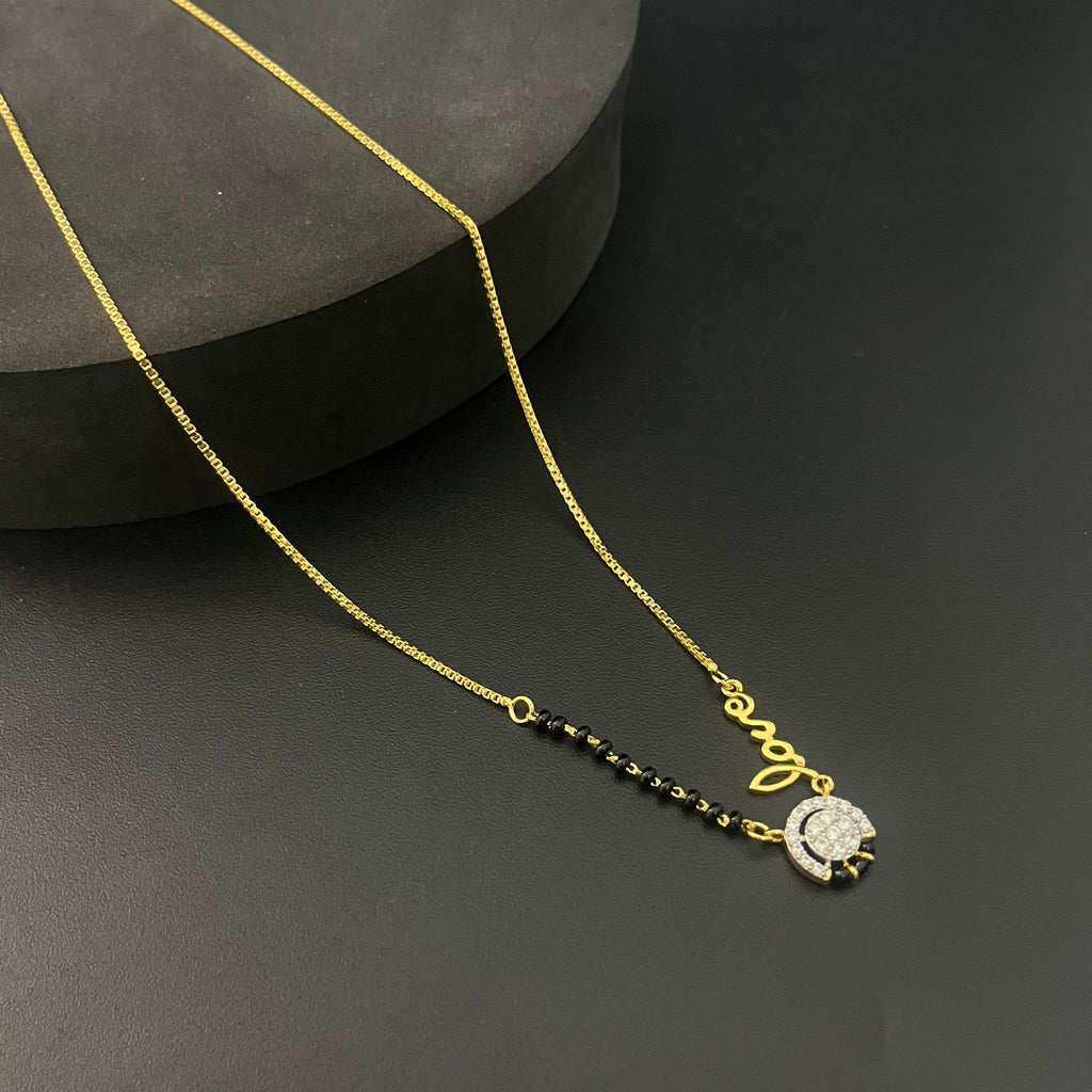 Silver Black Beads Chain Gold Finished Love