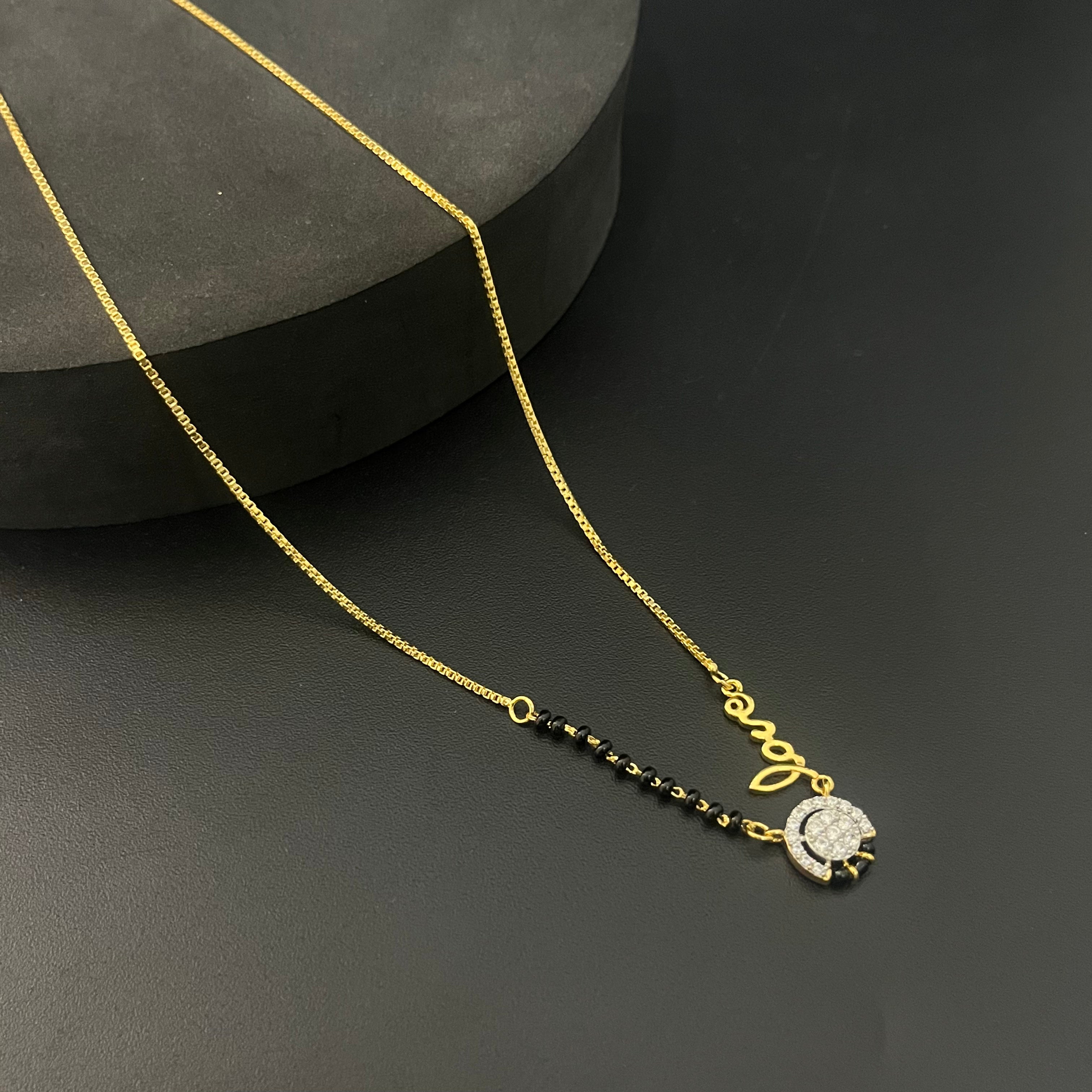 Silver Black Beads Chain Gold Finished Love