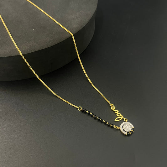 Silver Black Beads Chain Gold Finished Love