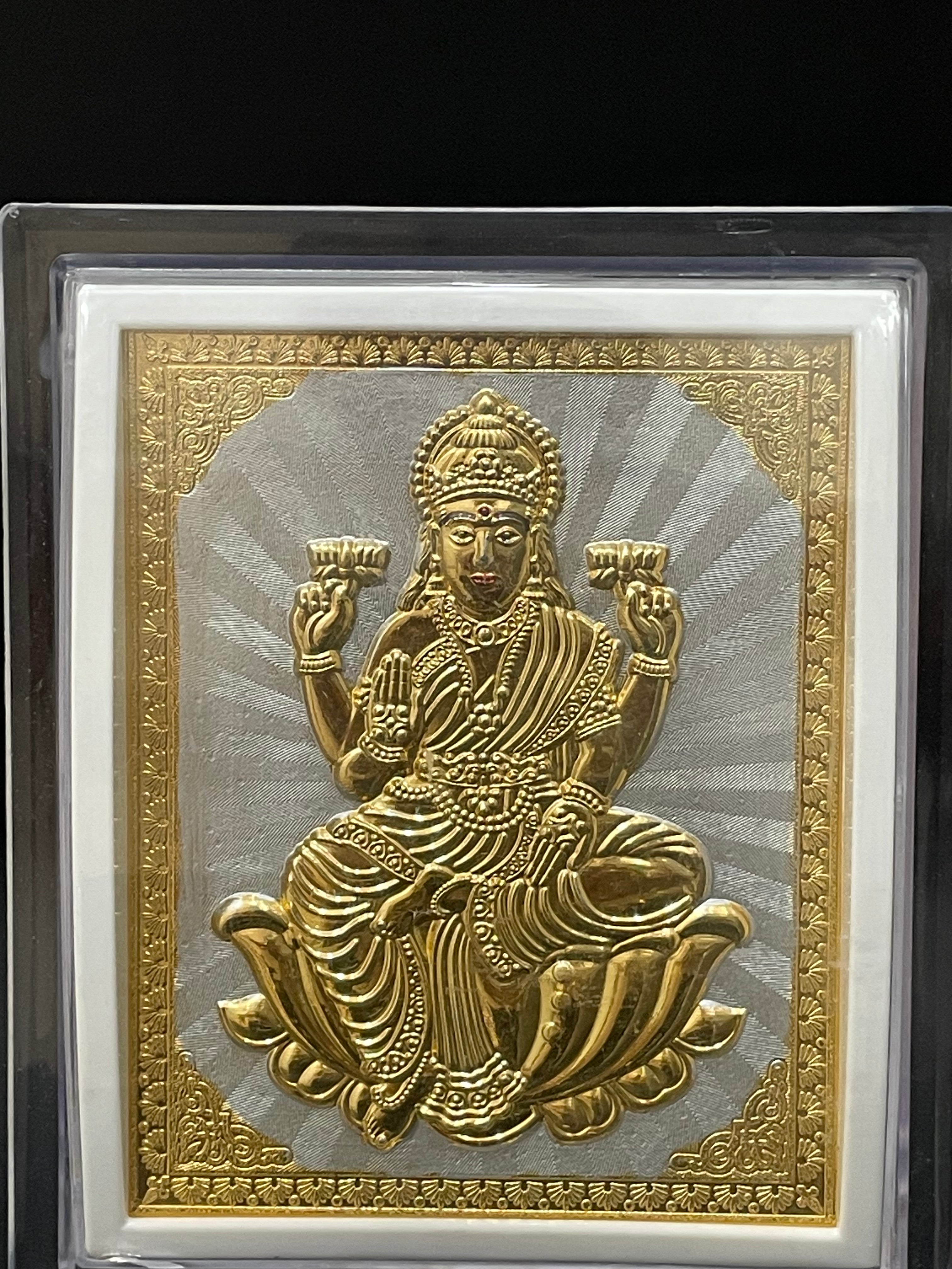 Silver Lakshmi Frame Gold Finished 999 M