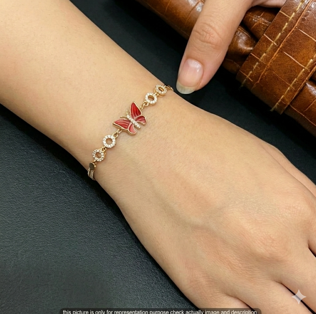 Silver Ladies Bracelet Epoxy Butterfly 925 E09