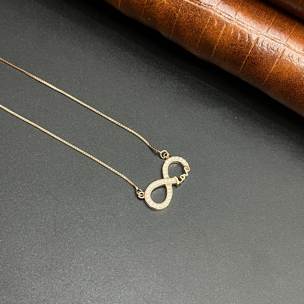 Silver Ladies Pendant Chain Infinity Love Mess Rose Gold 925