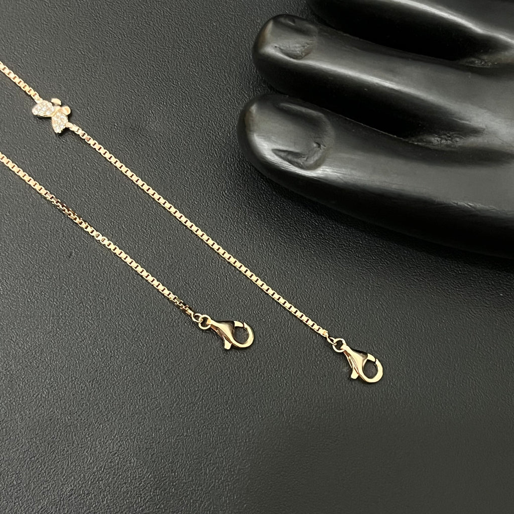 Silver Ladies Anklet Butterfly AD2 Rosegold 925