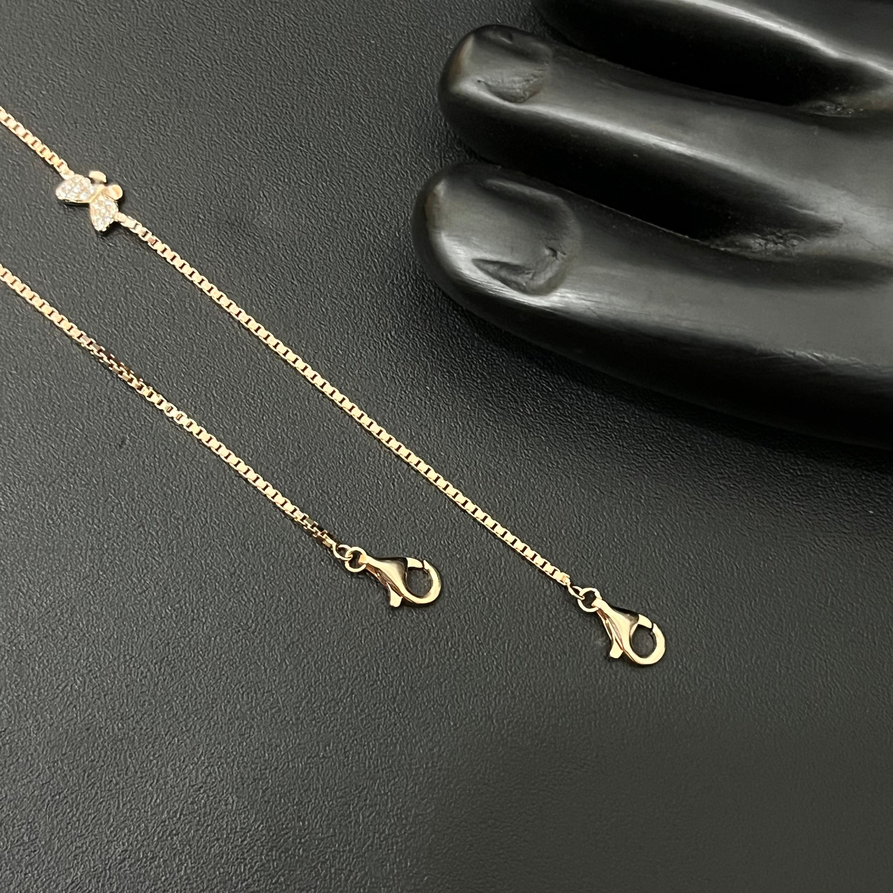 Silver Ladies Anklet Butterfly AD2 Rosegold 925