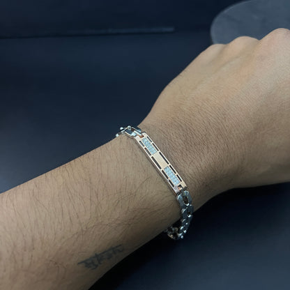 Silver Gents Bracelet Itailian Rosegold