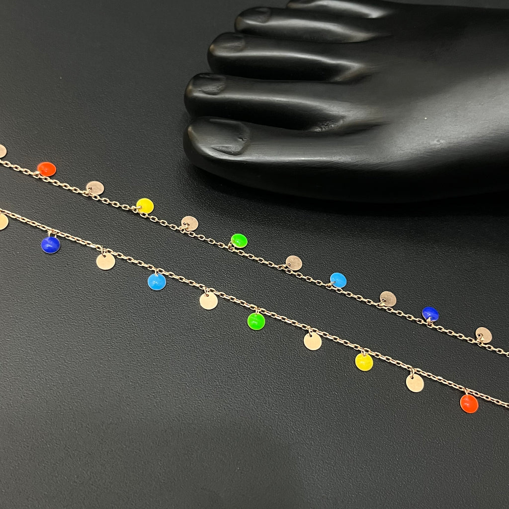 Ladies Silver Anklet  Beads Multi Hangings RG