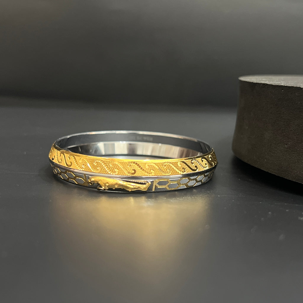 Silver Mens Kada CNC Jaquar DS 1 Gold Polish