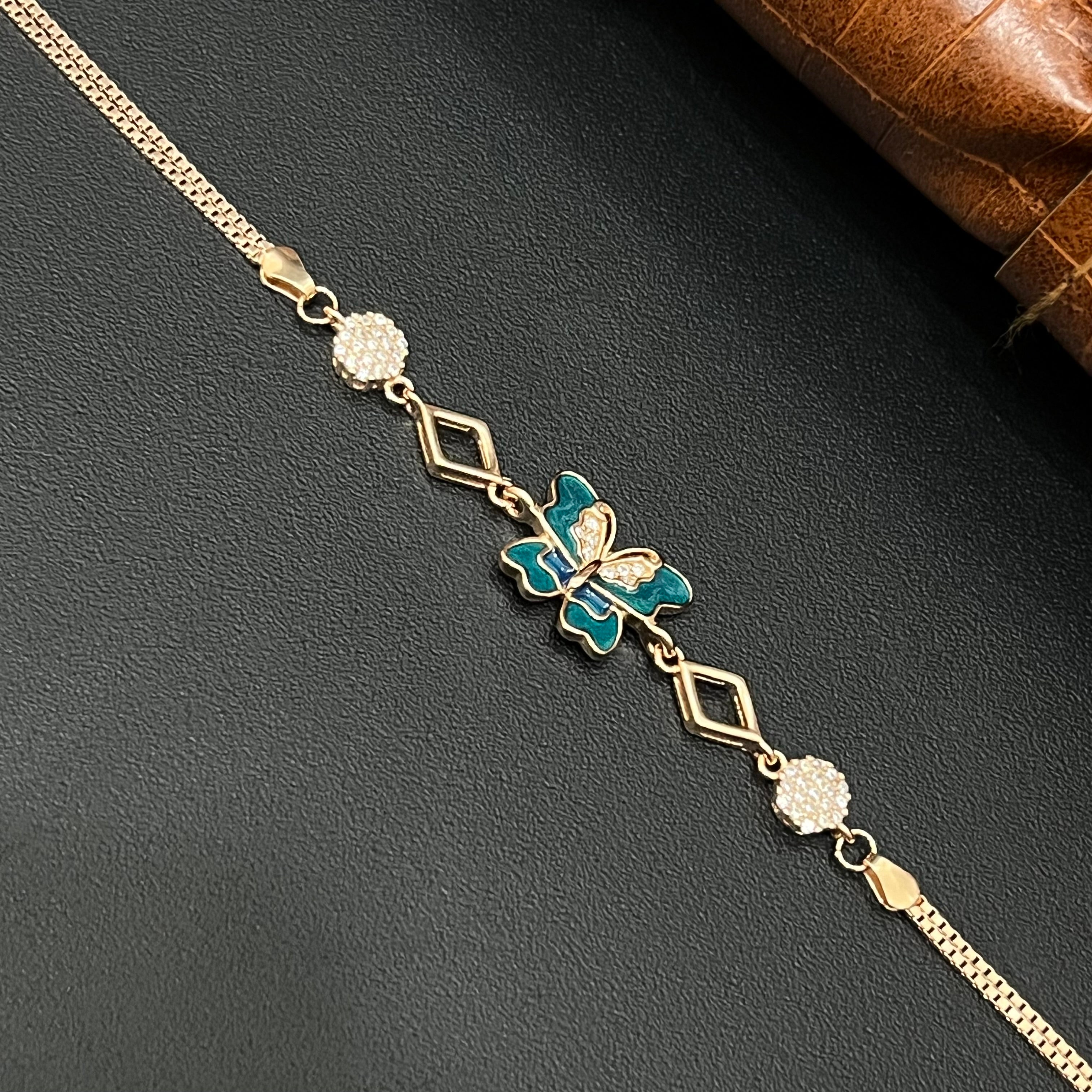 Silver Ladies Bracelet Epoxy Butterfly 925 E10