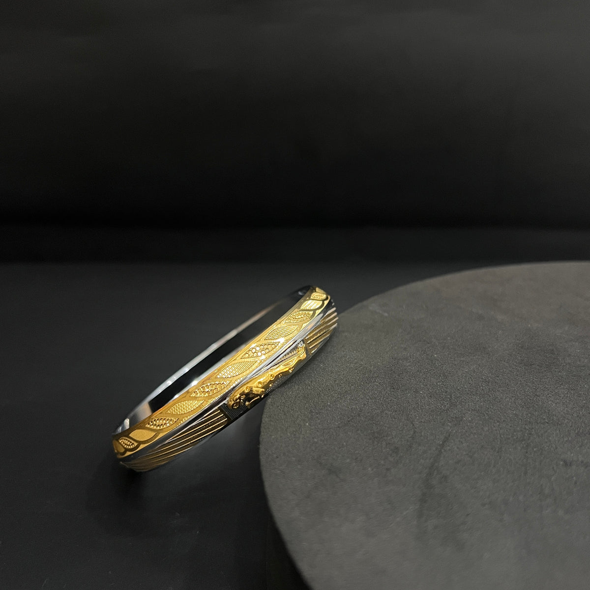 Silver Mens Kada CNC Jaquar DS 1 Gold Polish