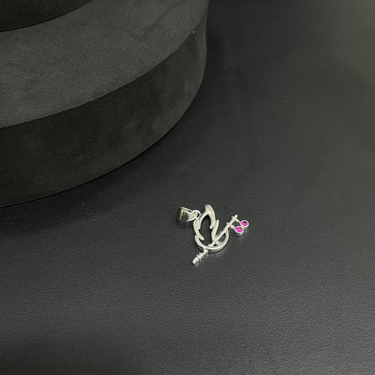 Silver Krishna Peacock Feather & Flute Pendant