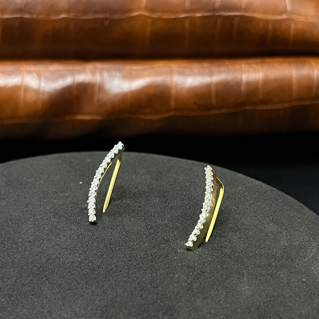 Silver Ladies EarCuffs Catepillar Gold Finished