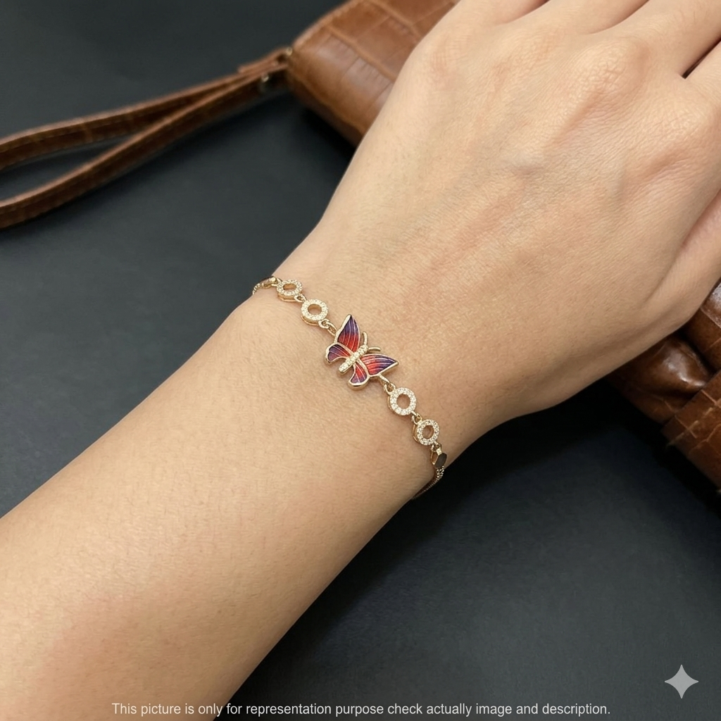 Silver Ladies Bracelet Epoxy Butterfly 925 E12