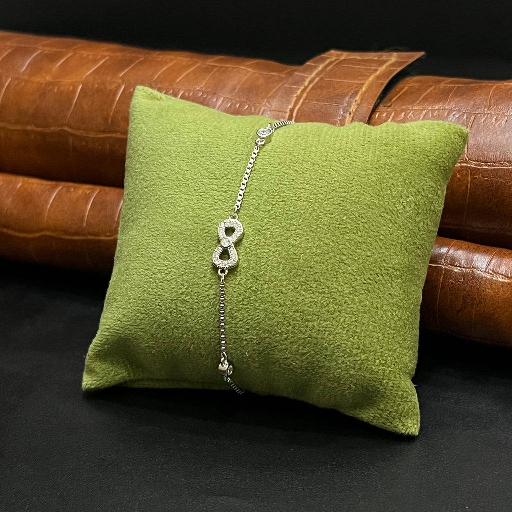 Silver Ladies Bracelet Three Infinity White Stone 925