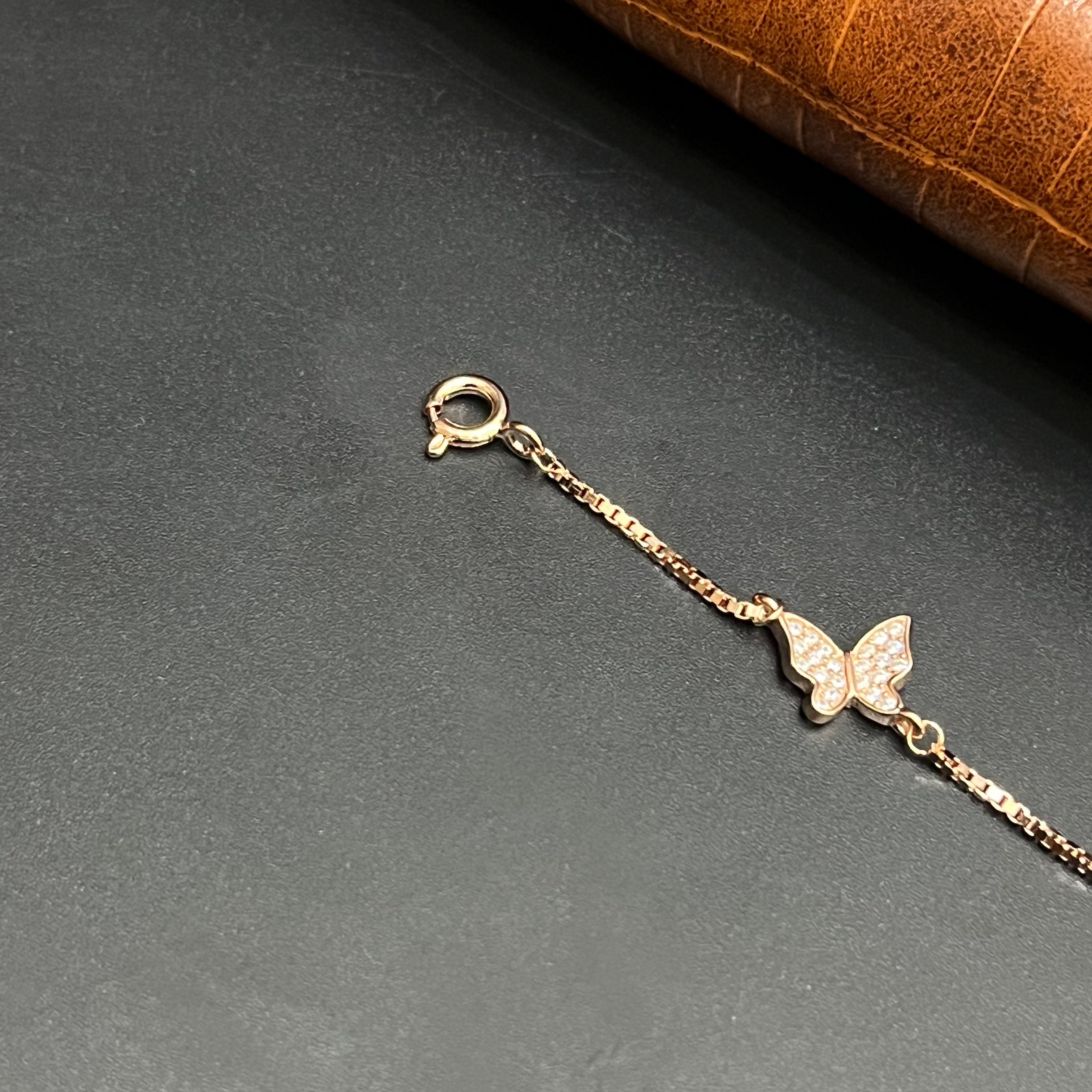 Silver Ladies Bracelet Triple Butterfly Charms Rose Gold 925