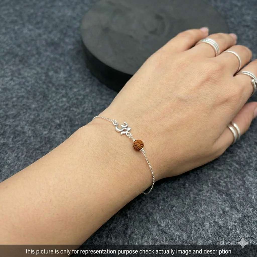 Slver Ruraksh & OM Bracelet
