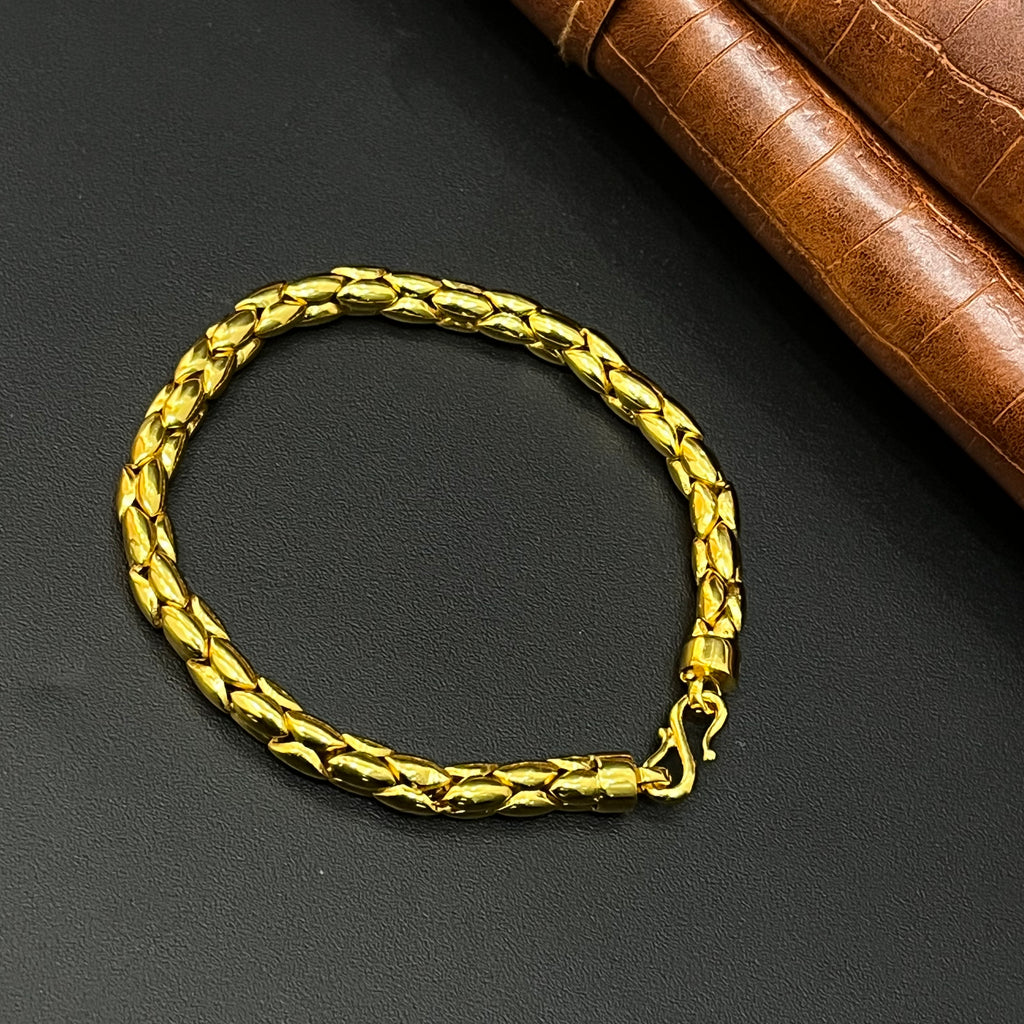 Silver Mens Bracelet Oval Kathli Gold Polish