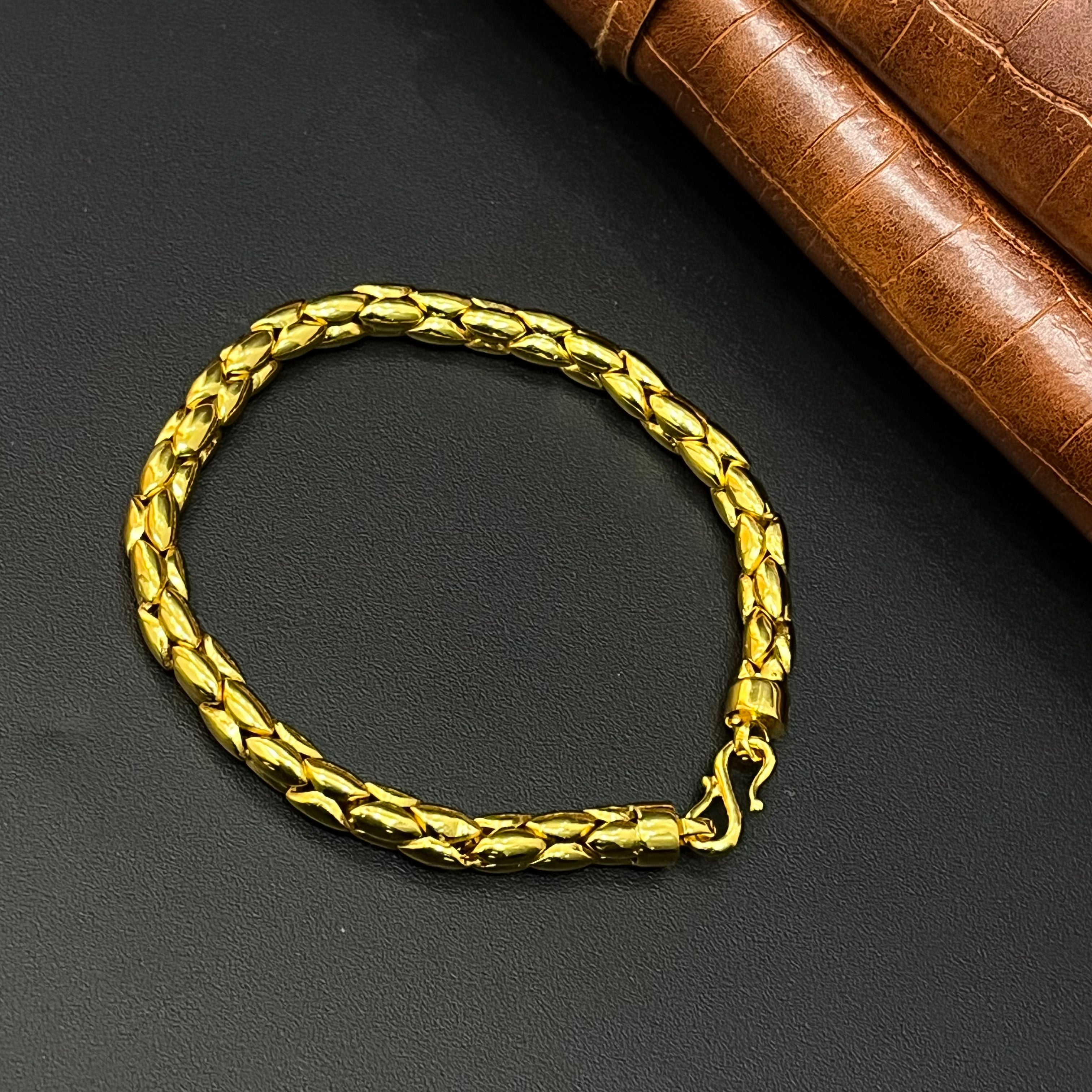 Silver Mens Bracelet Oval Kathli Gold Polish