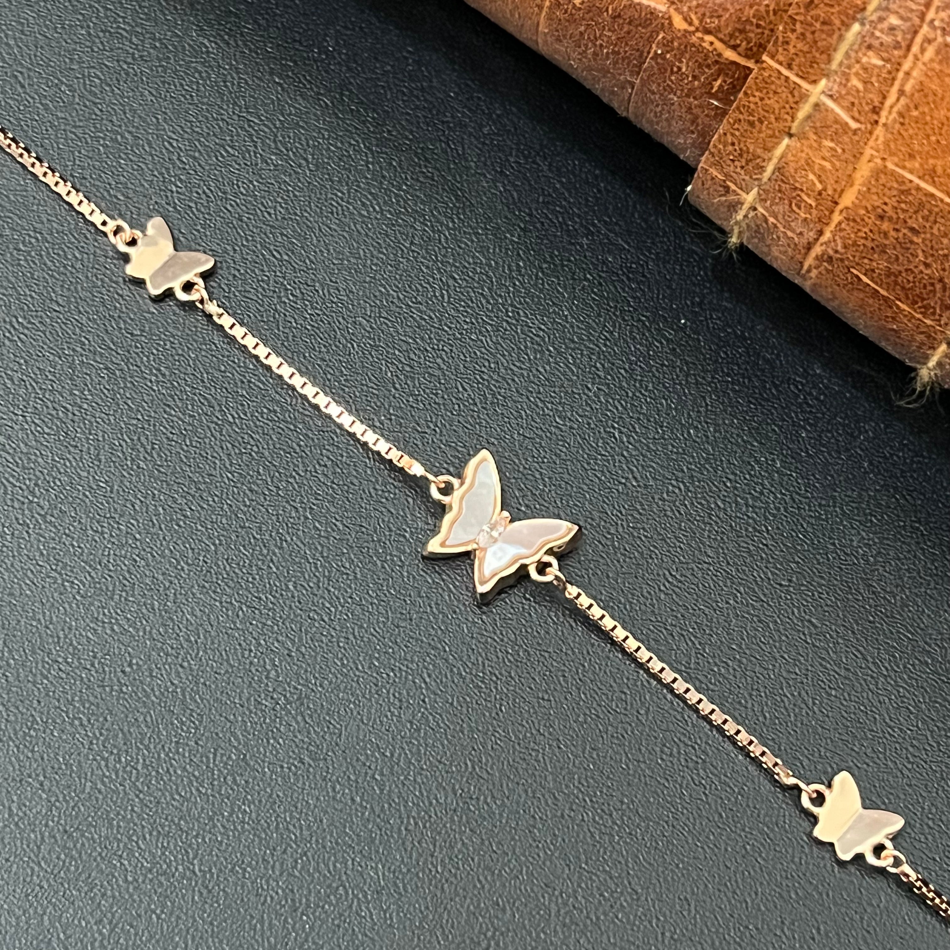 Silver ladies Bracelet Butterfly Rosegold 925