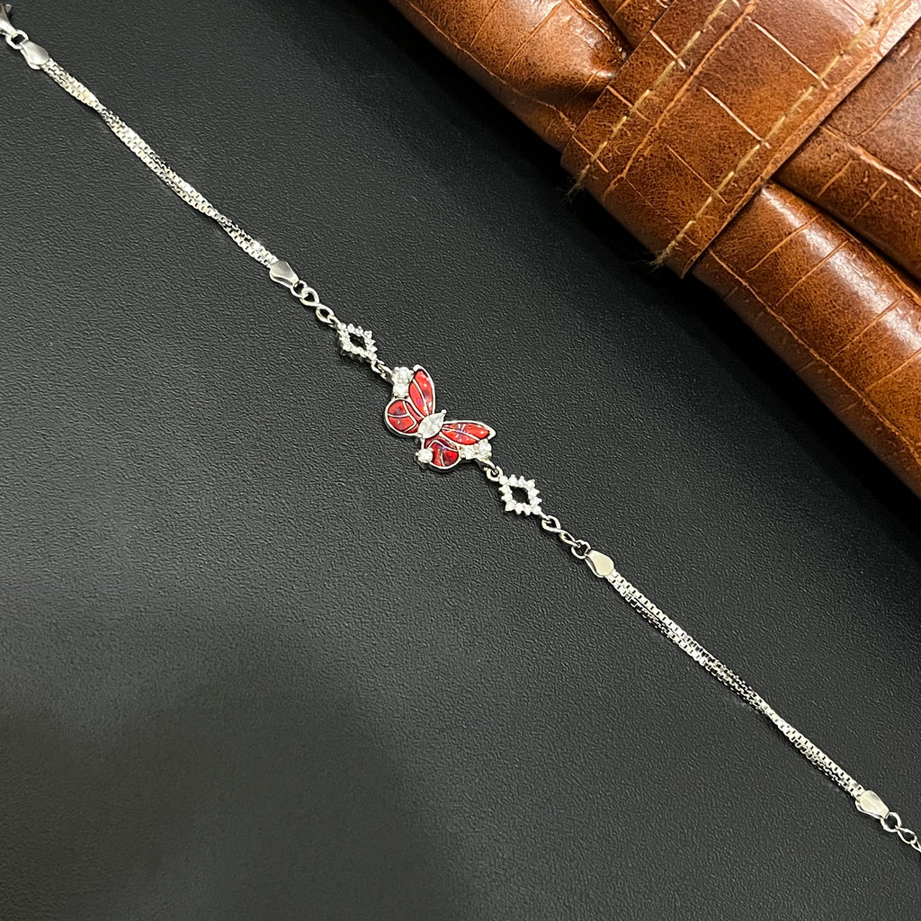Silver Ladies Bracelet Epoxy Butterfly 925 E02