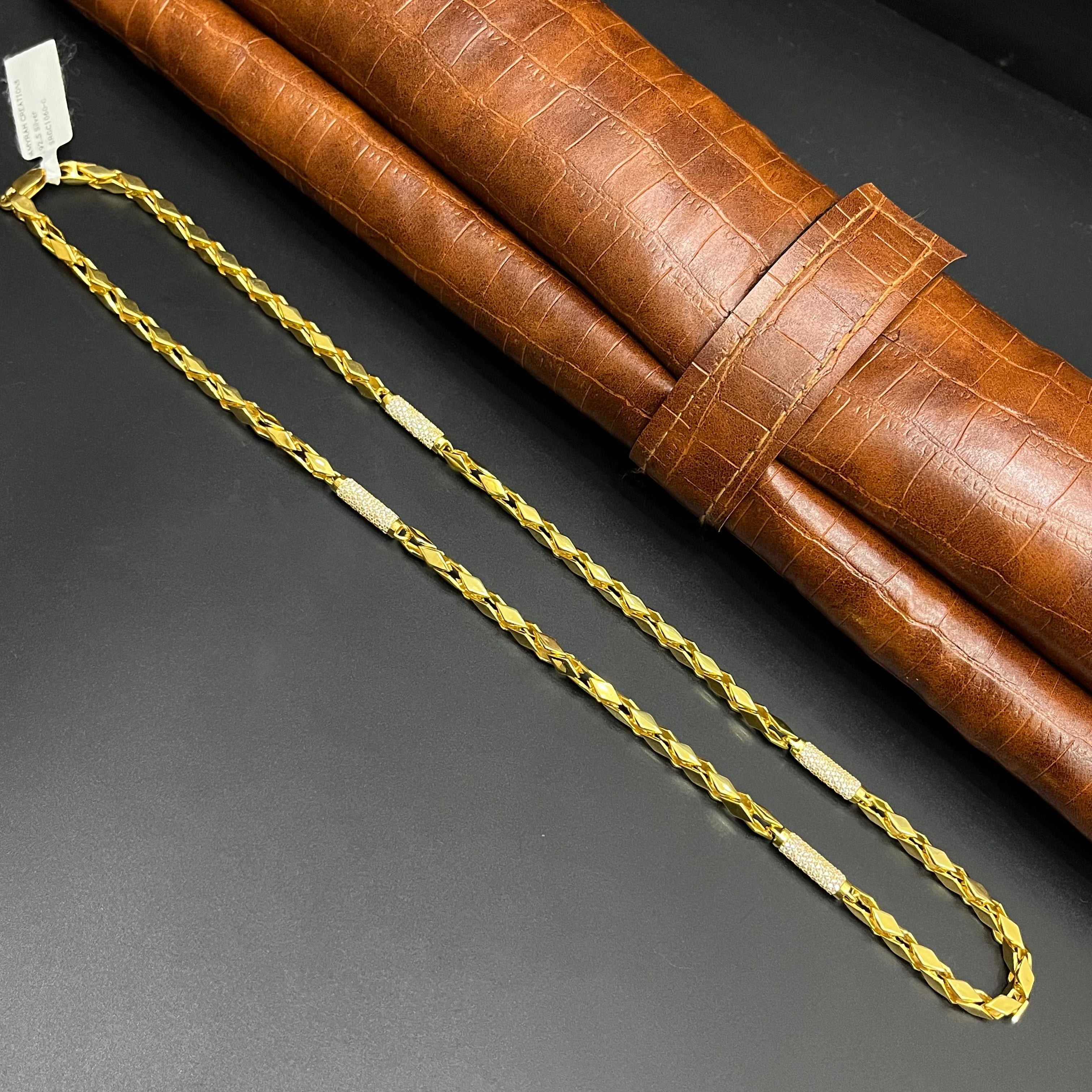 Silver Mens Chain Kathli Luxury Chain Rope Gold Finish M02 925