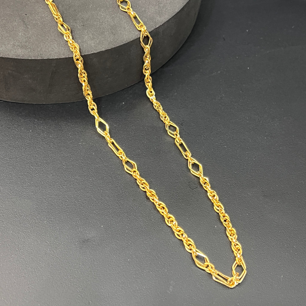 Silver Mens Chain Indo Italian  Majestic Twisted Oval Gold Finish 925