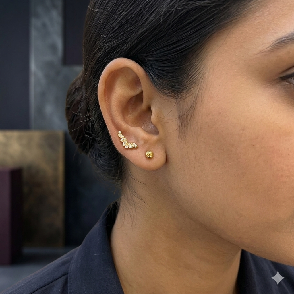 Gold Second stud C Type Stone