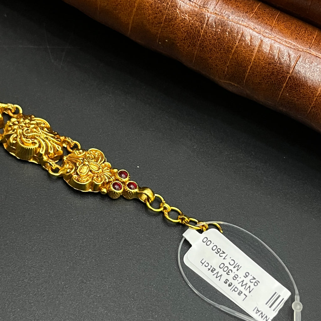 Silver Ladies Watch Antique Floral Blossom Gold Finish M02 925