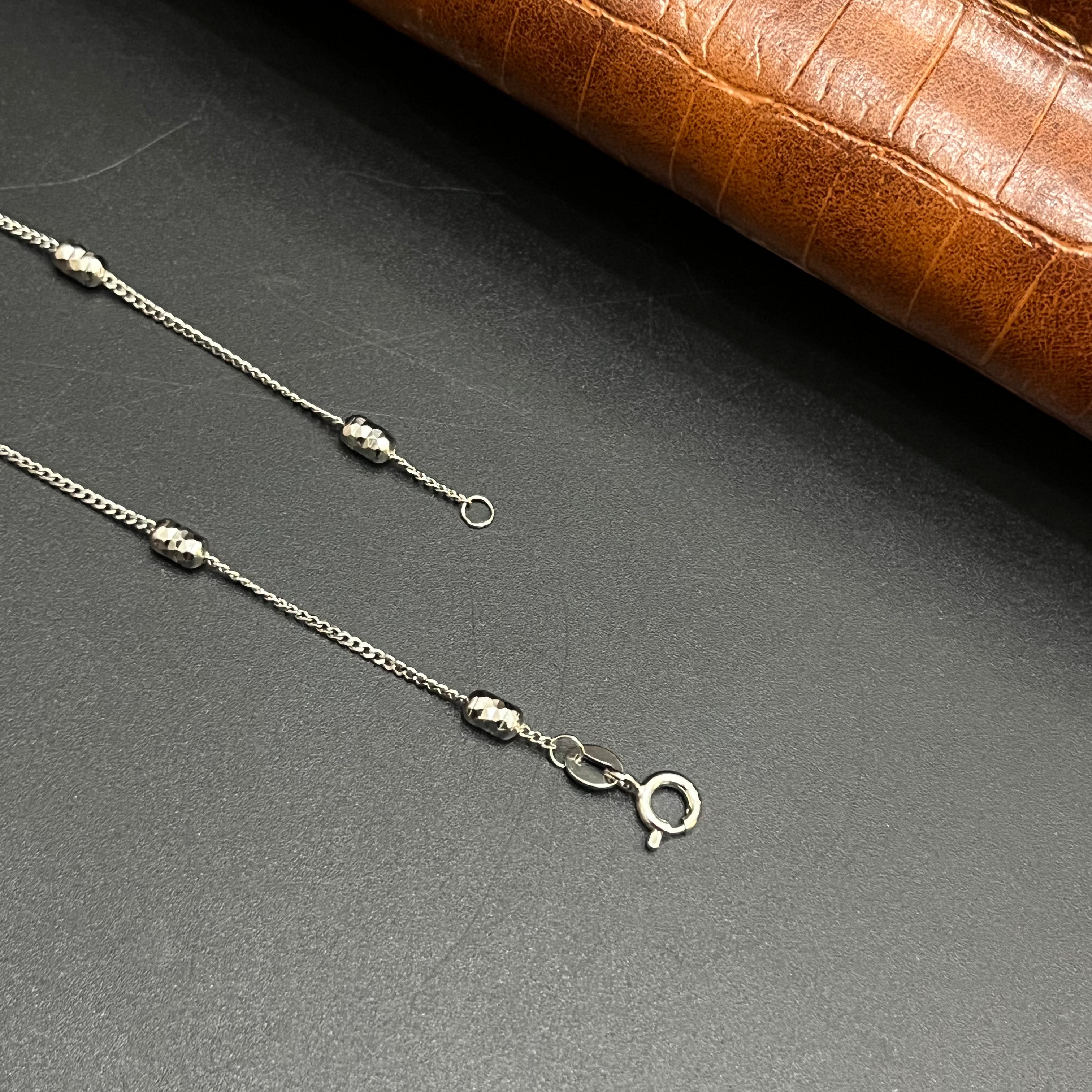 Silver Ladies Chain Barrel Beads Length 2 925