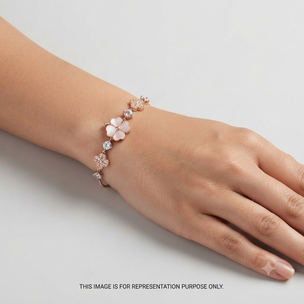 Silver Ladies Bracelet Lovely Heart Charms Classic Color Rose Gold 925
