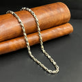 Silver Mens Chain Greek Key Signature Mat Finish 925