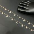 Silver Ladies Anklet Stars & Moon Charms